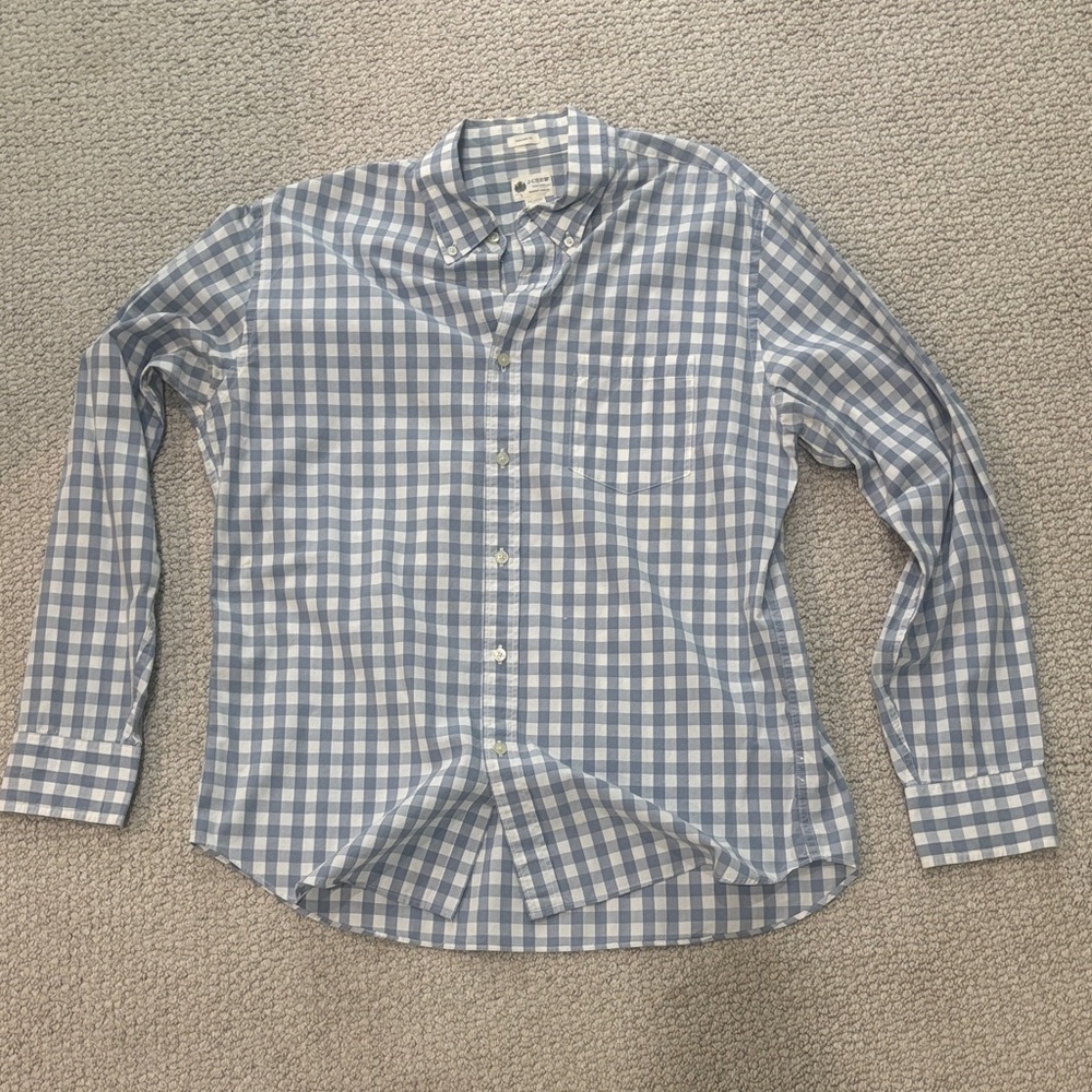 J. Crew Blue and White Checkered Casual Shirt
